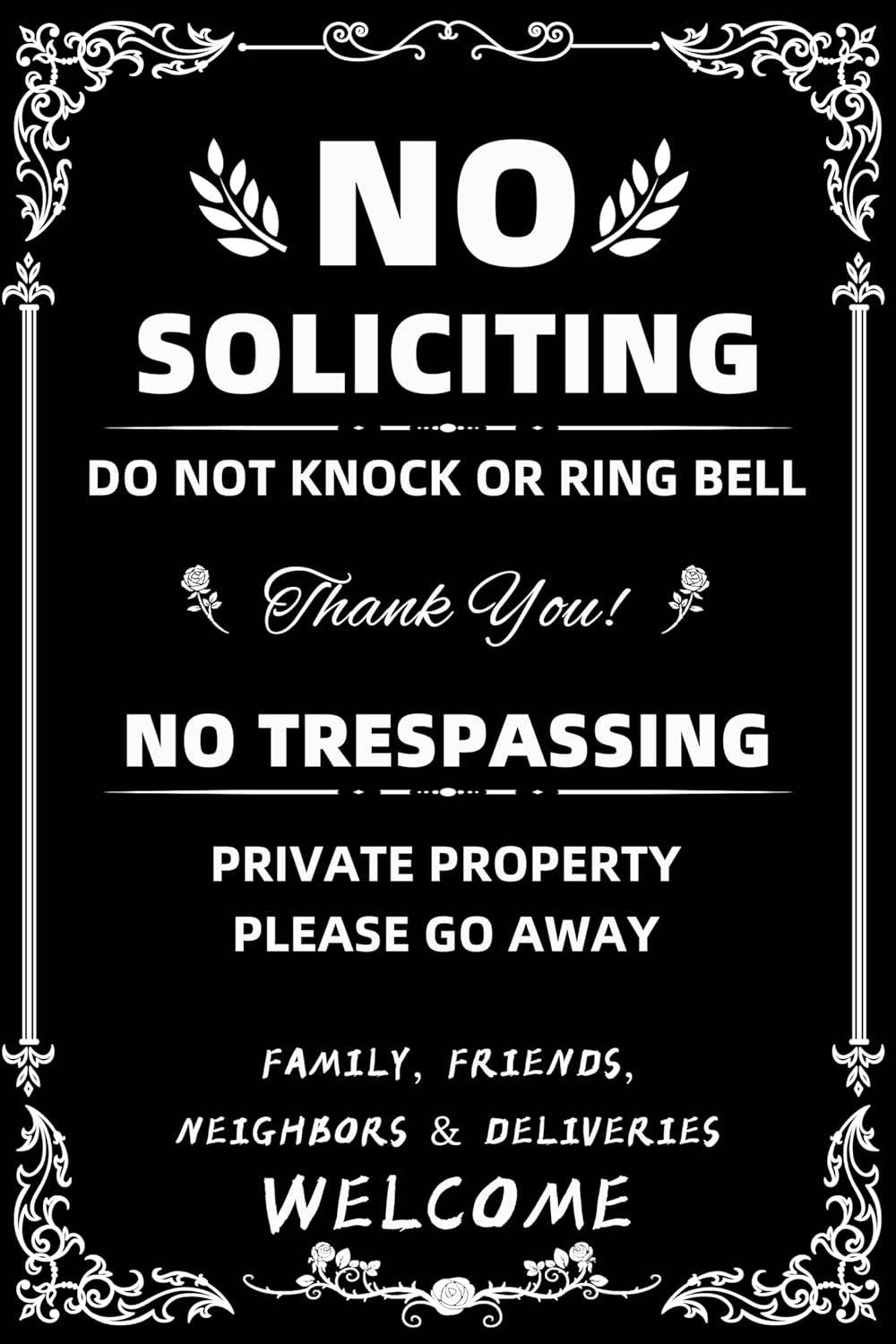 Daily Decorative Signs No Soliciting Chic Metal Signs for Outdoor Yard Signs NEW