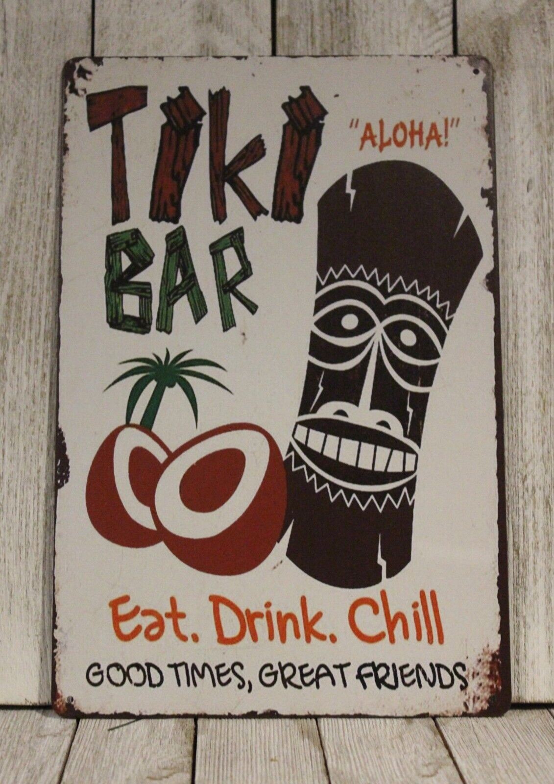 Tiki Bar Aloha Tin Sign Beach Party Decor Man Cave Hawaii Hawaiian