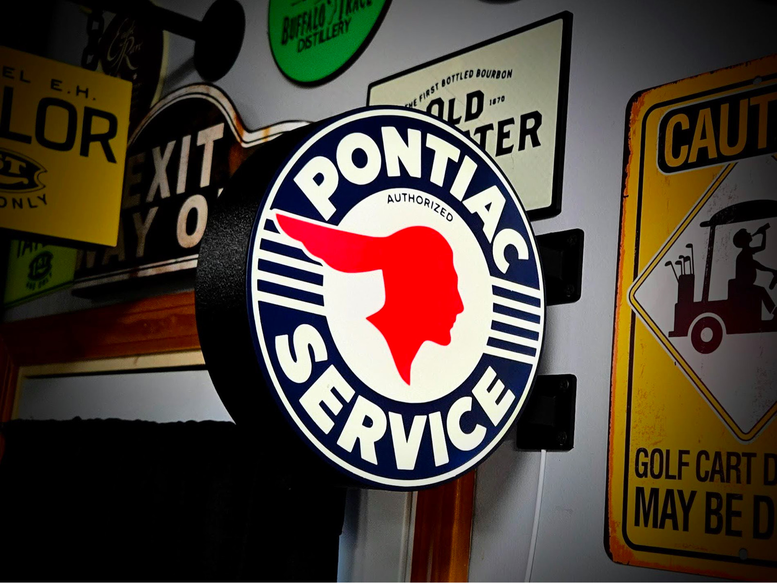 PONTIAC SERVICE 12 Inch Light Box LED Sign 3D Printed Wall Decor Man Cave Garage