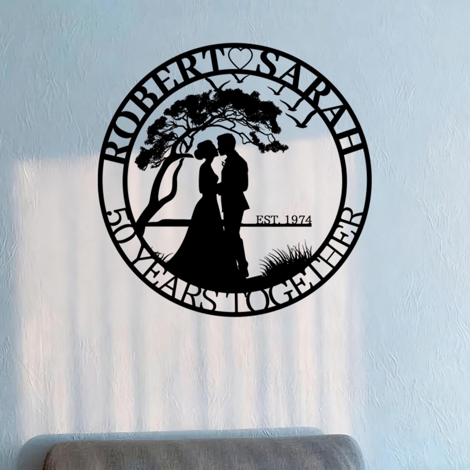Personalized 50th Anniversary Metal Sign, Custom Couple Wall Art Gift