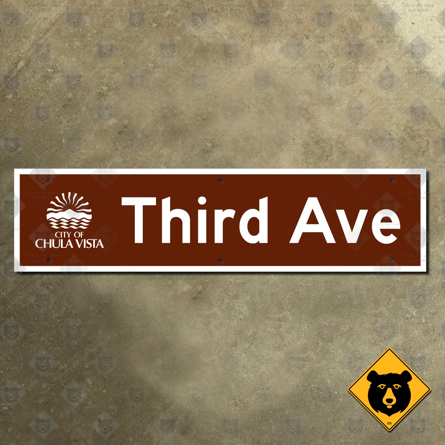 Chula Vista California Third 3rd Avenue street road sign downtown 24×6