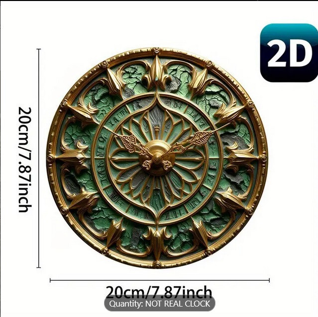 Pair Decorative Wall Plaques Green ‘Clock’ (Not a Real Clock) New! Aluminum Set