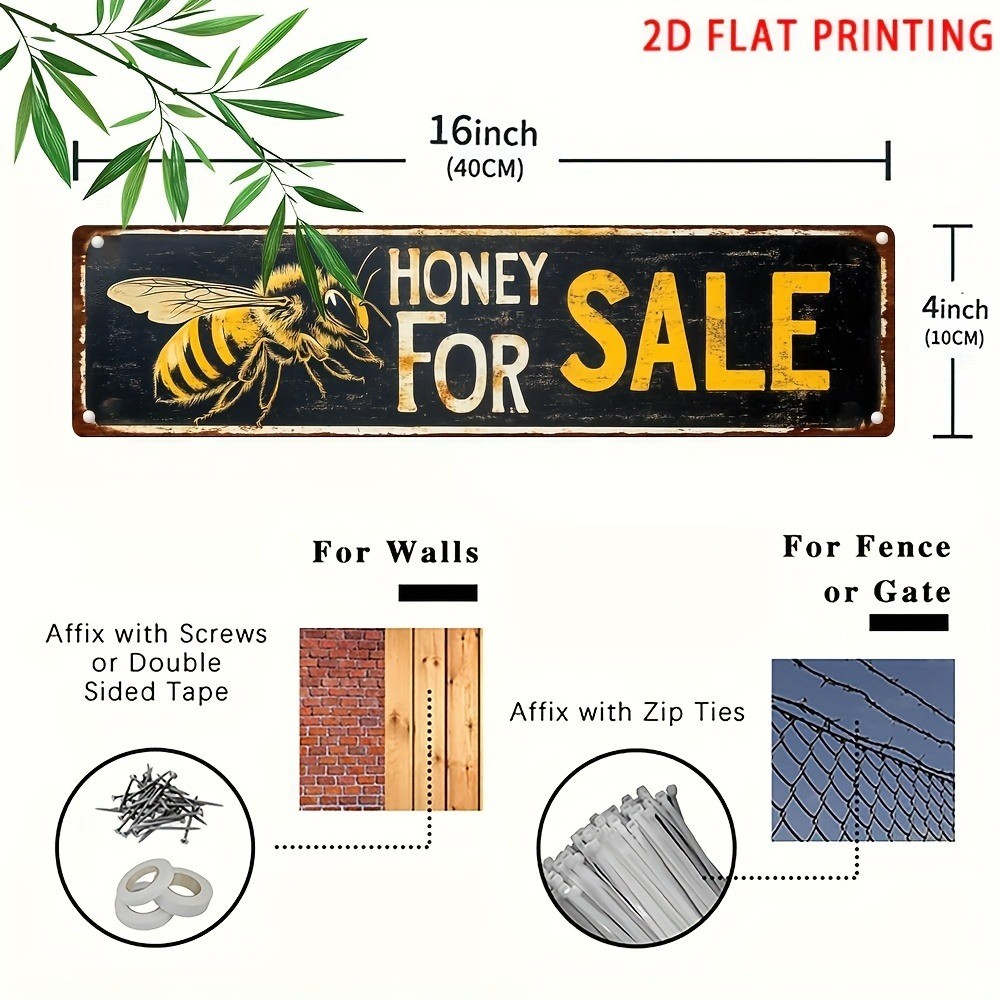 HONEY FOR SALE Yard Sign 16x4in Metal Tin Sold Sign for Farm Garden Lawn Outdoor