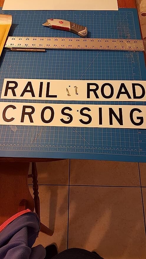 Railroad Crossing Sign White Aluminum with Black Vinyl Letters