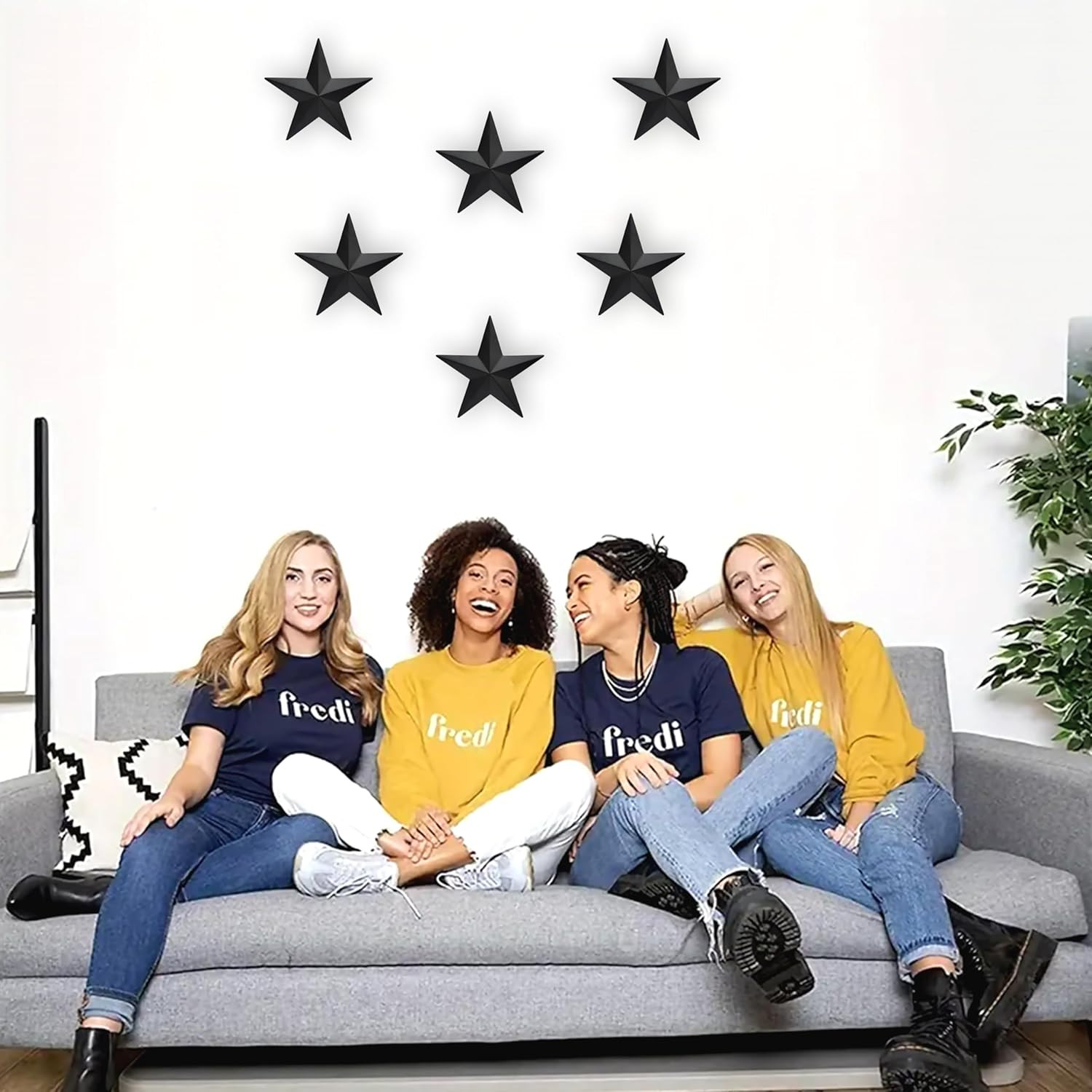 6″ 6Pieces per Set Black Metal Barn Star Wall Decor,Texas Stars Art,Metal Stars
