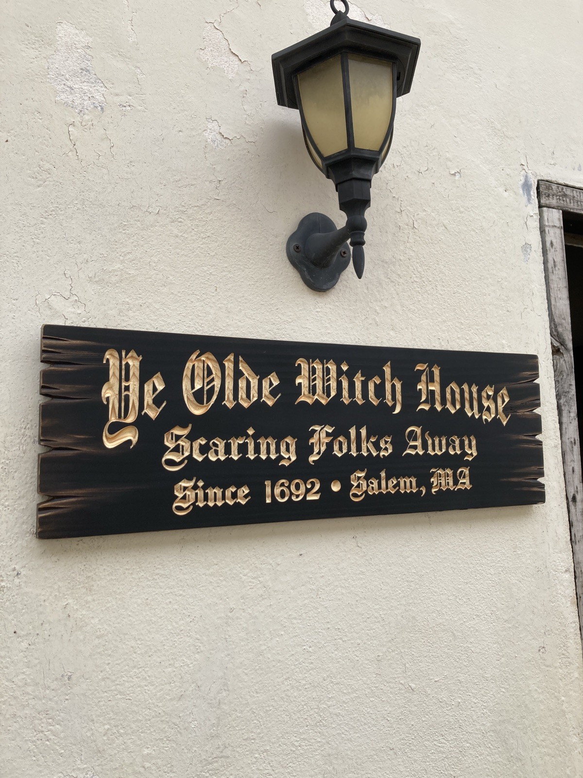 Halloween Salem Witch House Wooden Sign Carved Rustic Antique Look