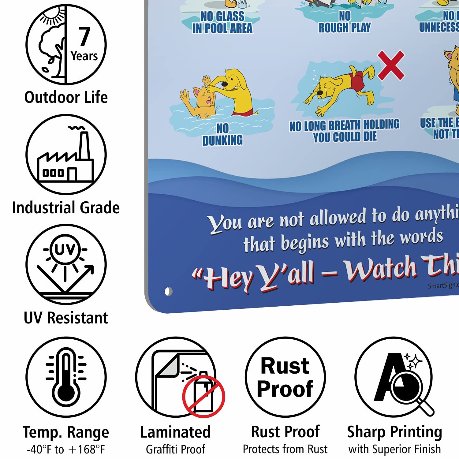 14×10 Inch Funny Pool Rules Metal Sign Rustproof Aluminum Wall Decor Art