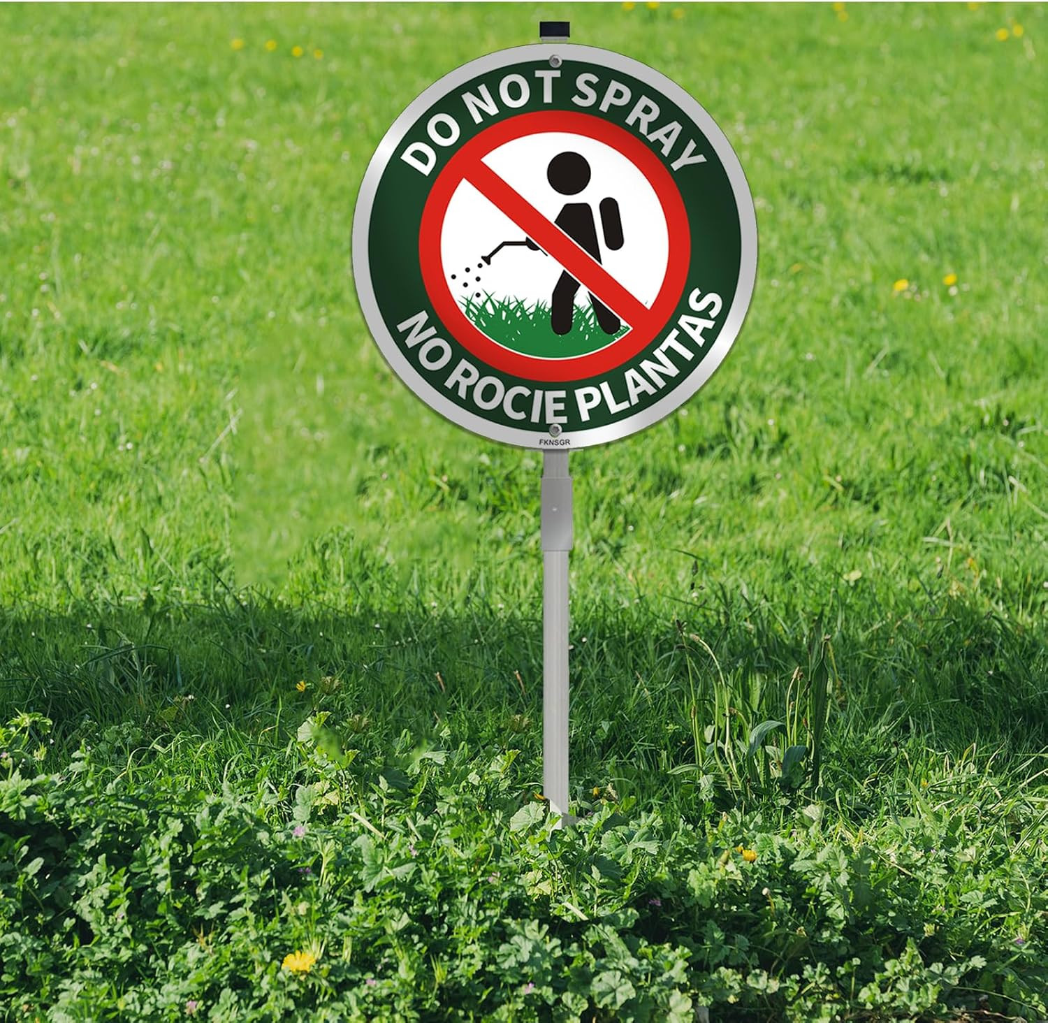 2 Pack Do Not Spray Sign with 2.3 Foot Stake, Aluminum，Bilingual Plant Sign in E
