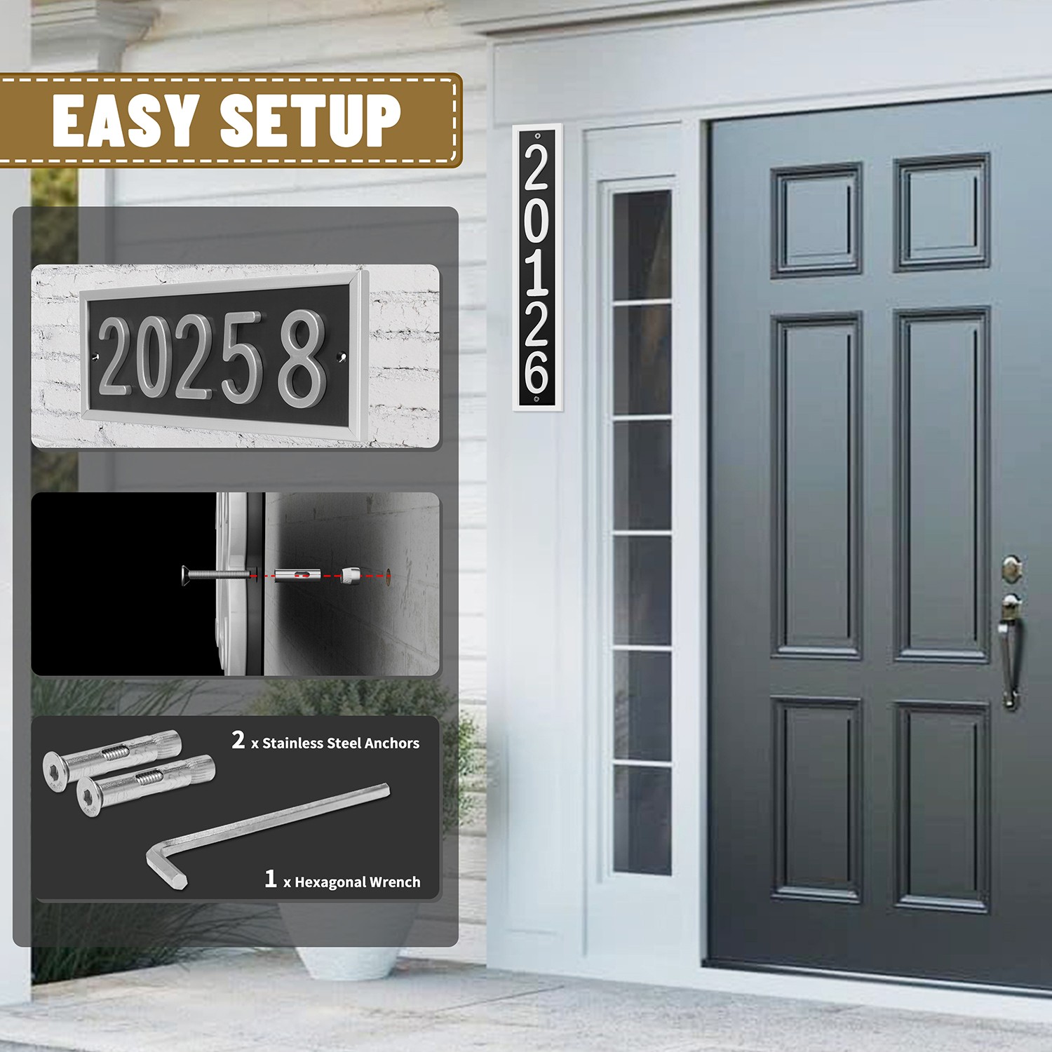 ColourTree Custom Size House Number Plaque, Personalized Address Sign