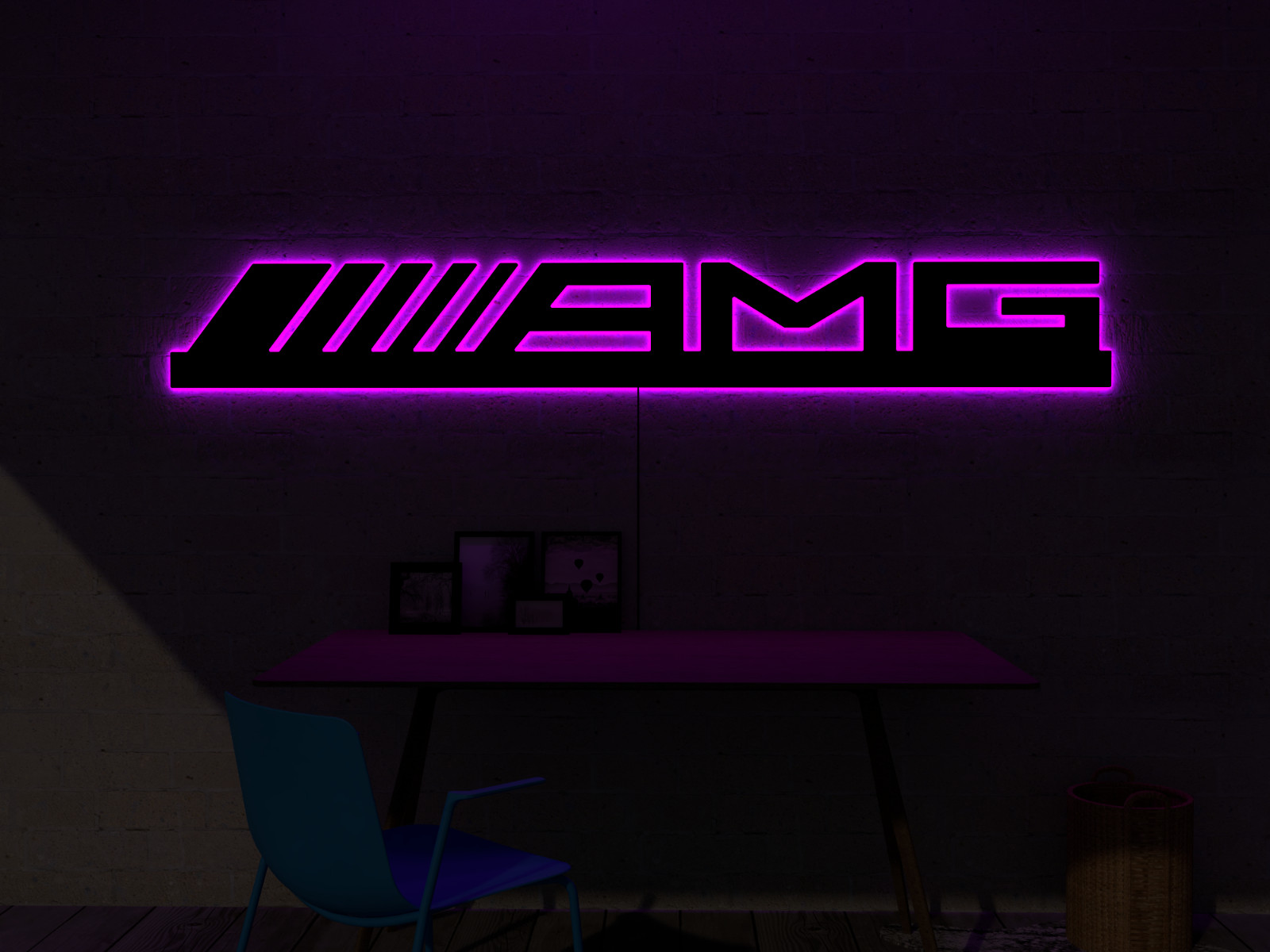 RGB LED Wall Art AMG Sign Automotive Garage Decor Luxury Car Neon Light Gift XXL