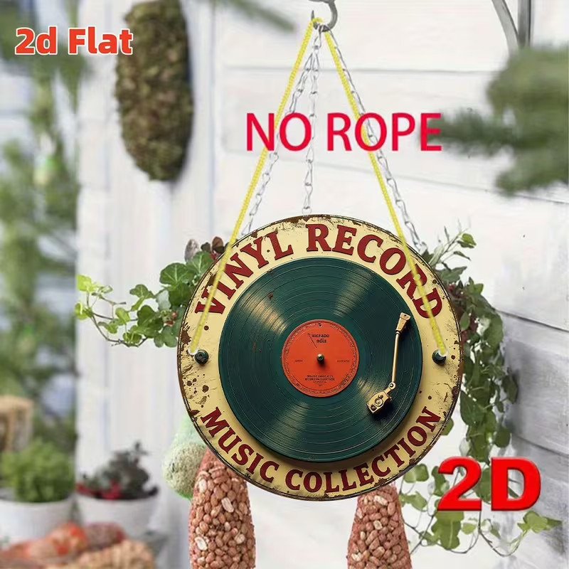 Flat Vintage Vinyl Record Wall Decoration Retro LP 2D metal Music Lovers Sign