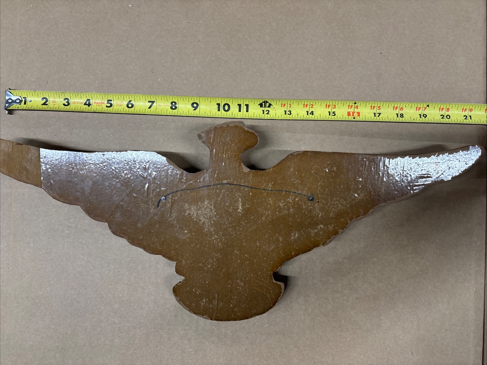 Vintage Spread Eagle Wall Plaque Faux Wood Resin Plastic 21” Americana Decor