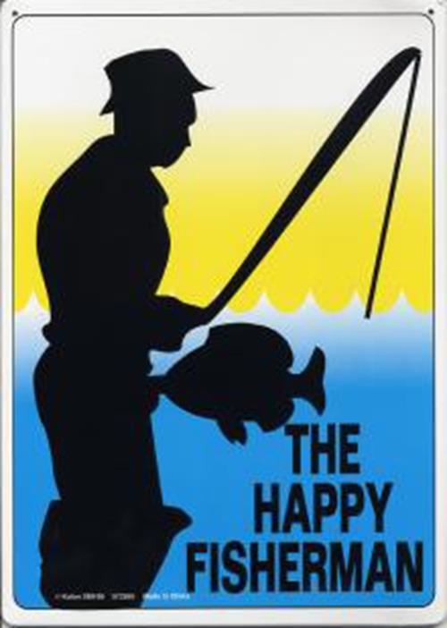 Metal Tin Sign “THE HAPPY FISHERMAN” Funny Fish Blowjob Adult Wall Decor #C-101