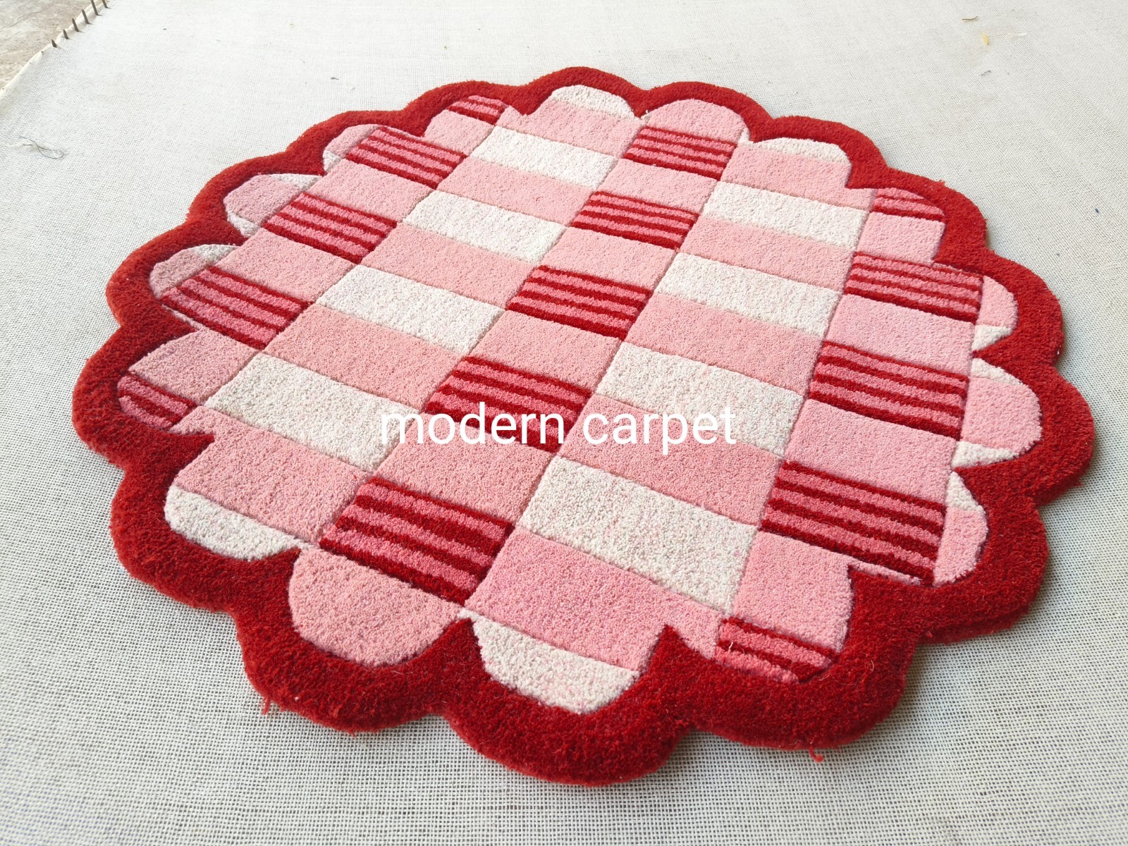 Anthropologie Matilda Goad & Co Light Red Handmade Tufted Woolen Area Rug 8x10ft