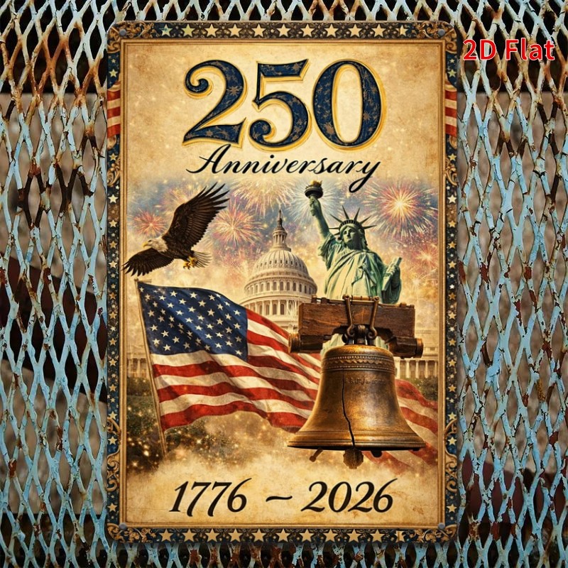 Distressed 1776 2026 Metal Sign 250th Anniversary 4th of July Patriotic Decor
