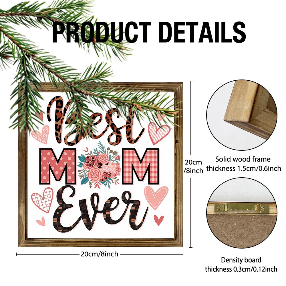 Best Mom Ever Leopard Floral Wooden Plaque Mother’s Day Mom Gift Wall Decoration
