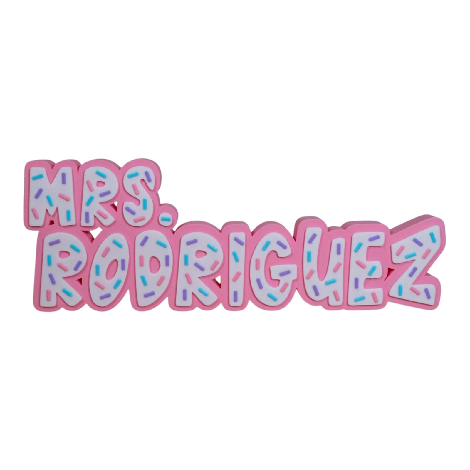 With Sprinkles – Multicolor 3D Name Plate, Personalized Desk Decor, Teacher Gift