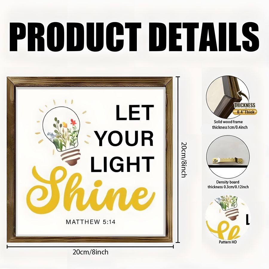 Retro Classic Black Yellow Scripture Typography Rustic Framed Wooden Plaque Gift