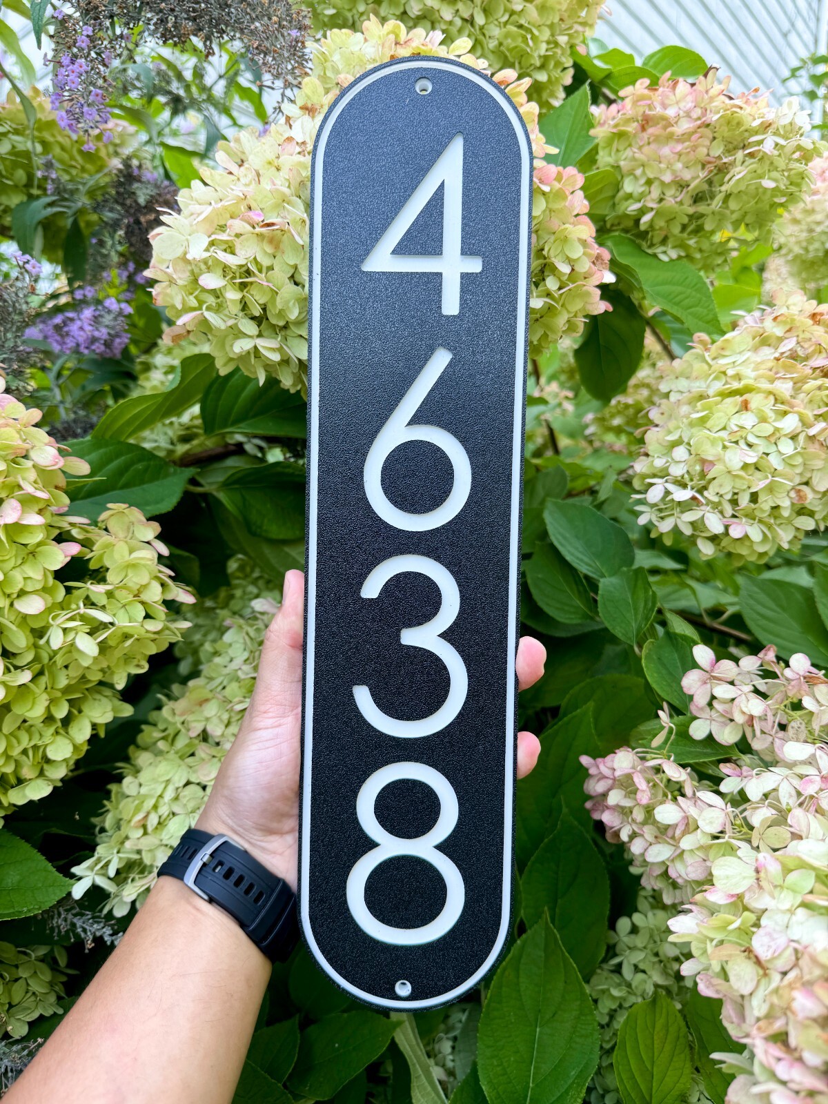 Modern House Numbers Address Sign Black with White Numbers Vertical Plaque 3.5″W
