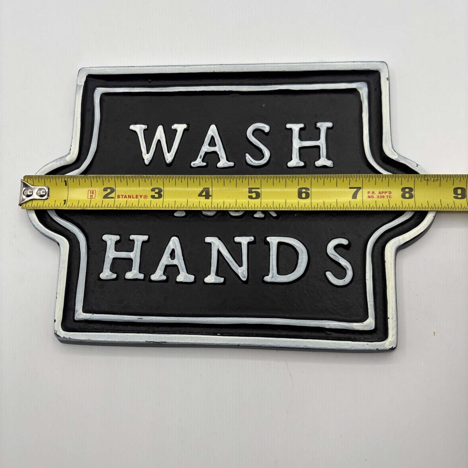 Hearth & Hand Magnolia Wash Your Hands Wall Sign Plaque Black White