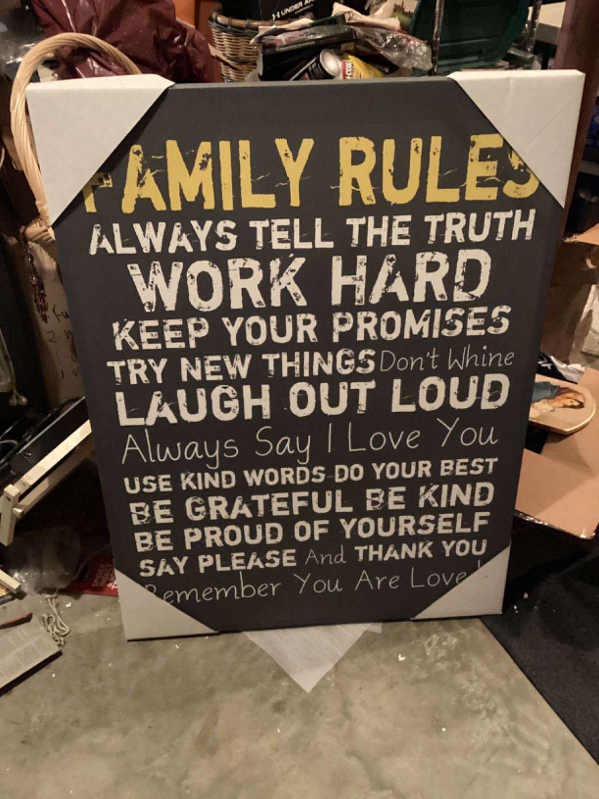 Family Rules Wall Hanging Sign Decor Home Very Large 40” x 30” New