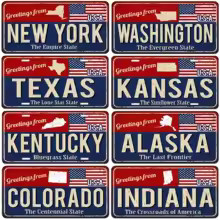 Vintage American License Plate Metal Tin Sign Wall Decor Garage Bar Cafe