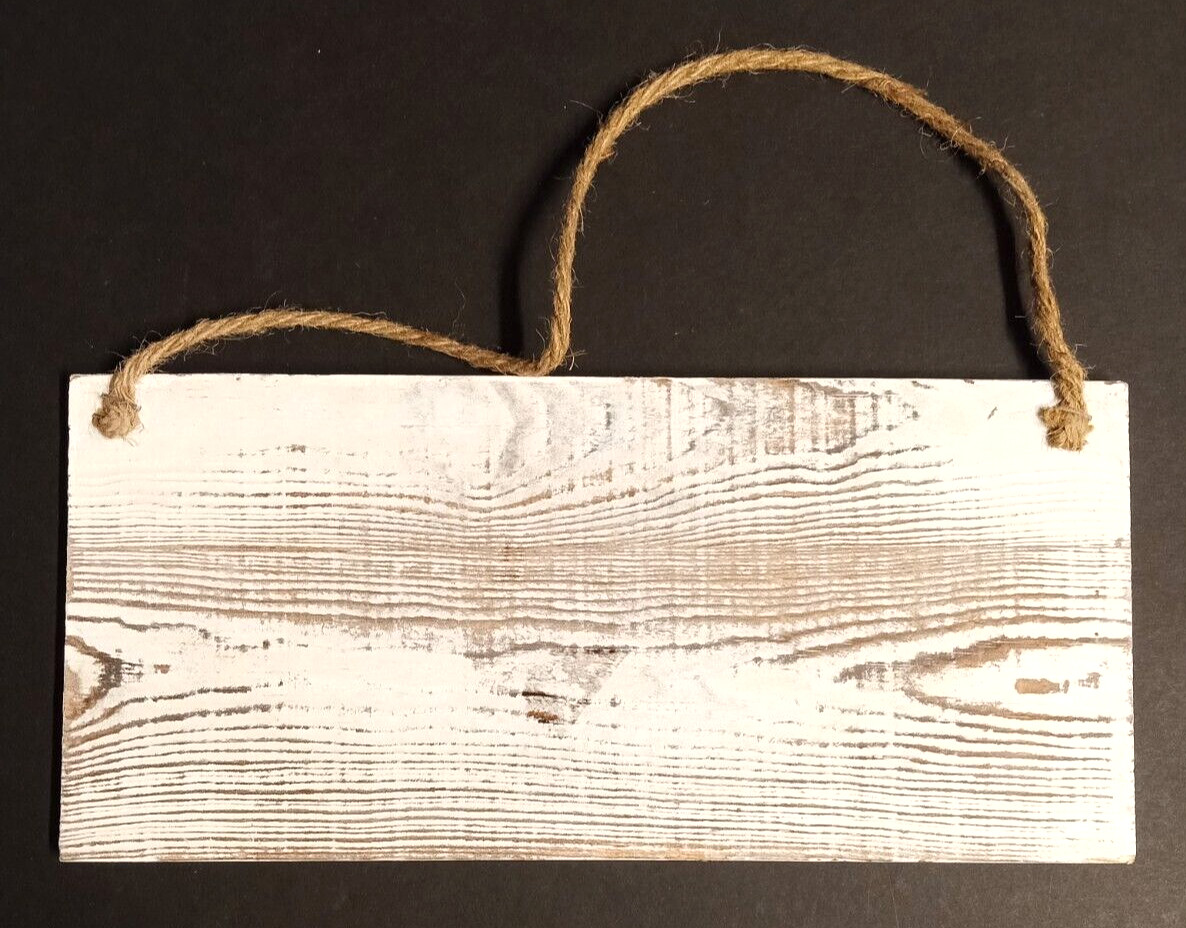 Coffee Shop White Wash Pine Distressed Wood Plank Plaque Sign w/ Rope Handle 12″