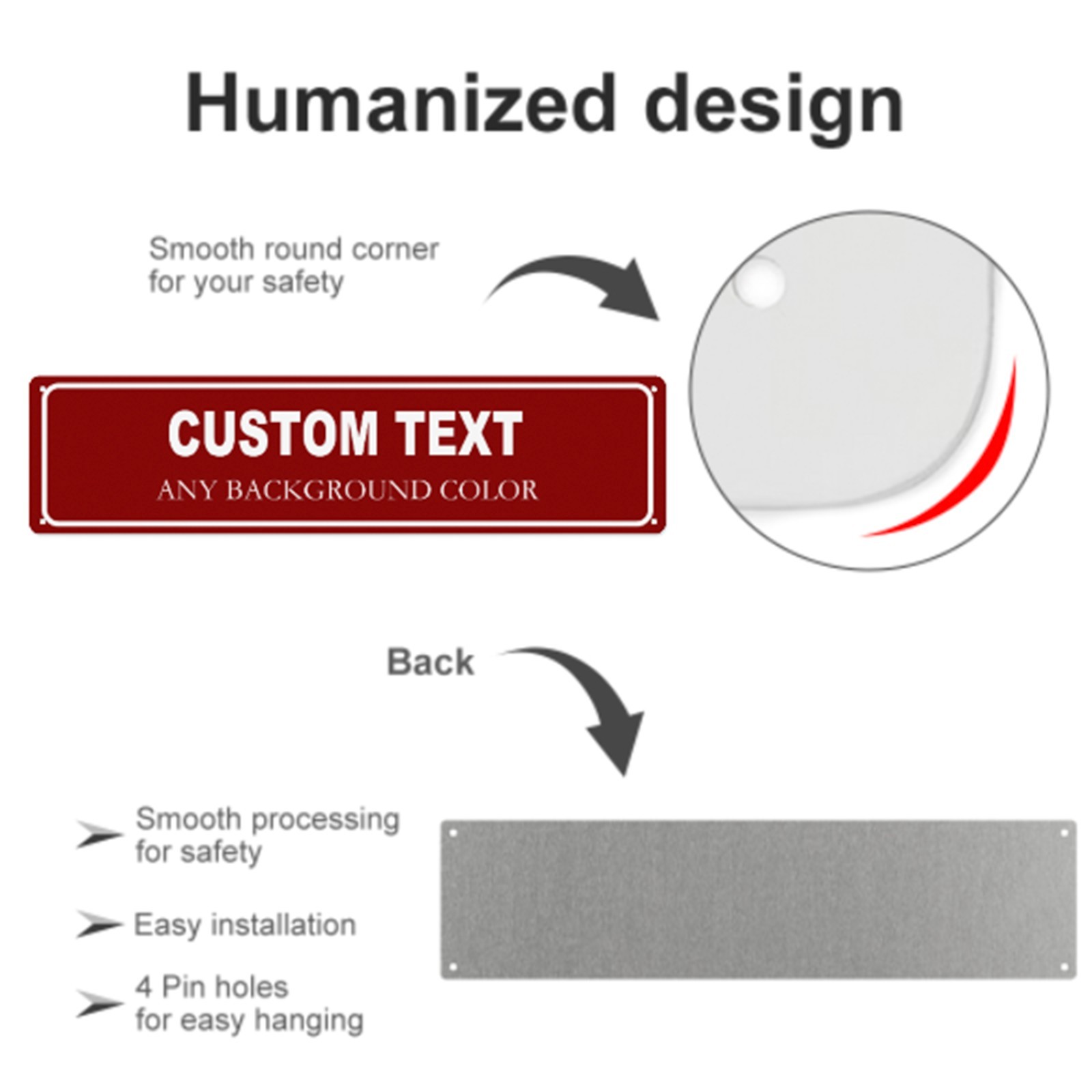 16″ x 4″ Custom Aluminum Metal Sign Personalized Your Own Text Message Sign