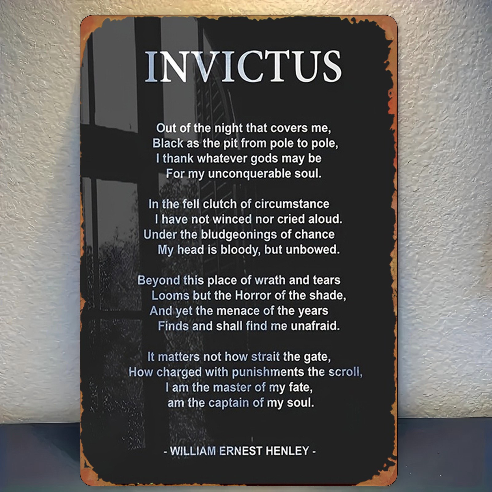 20.32*30.48 cm Metal Sign, 《Invictus》 Painting, Wall Decor