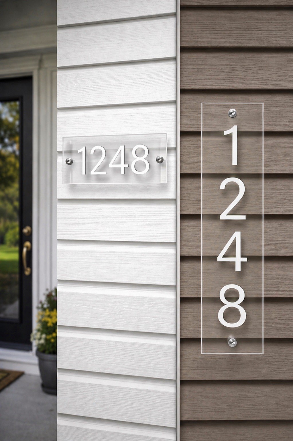 Custom House Number Sign Acrylic Address Plaque Modern Outdoor Sign 12×6 20×6 US