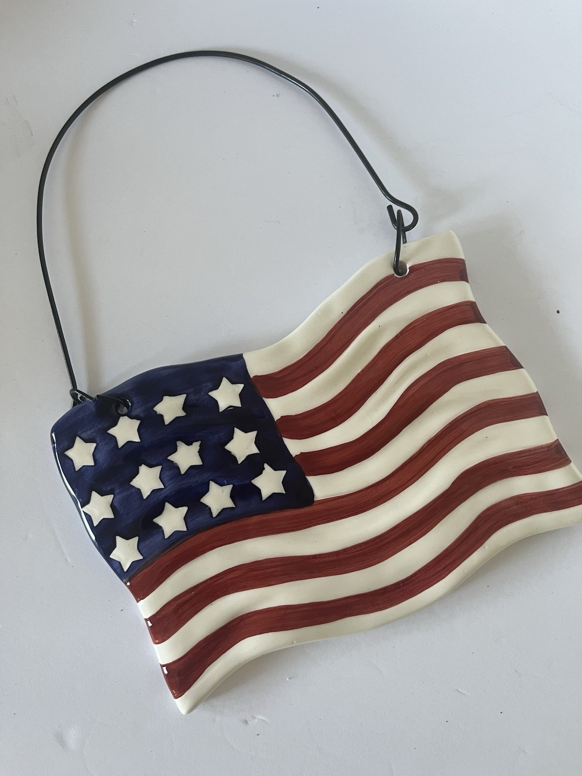 Vintage Ceramic “American Flag” Hanging Wall Art
