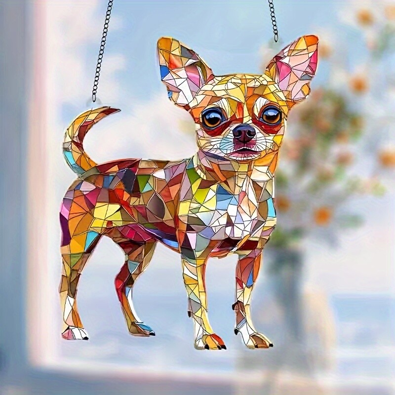 1 Piece Chihuahua Light Catcher Dog Decoration Pet Lover Gift Animal Patterns