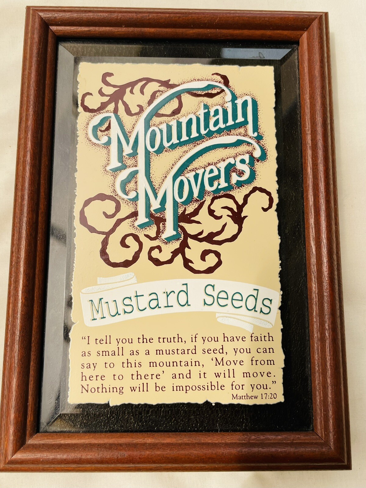 Mountain Movers : Inspirational Plaque : Mustard Seed. Matthew: 17 v 20.