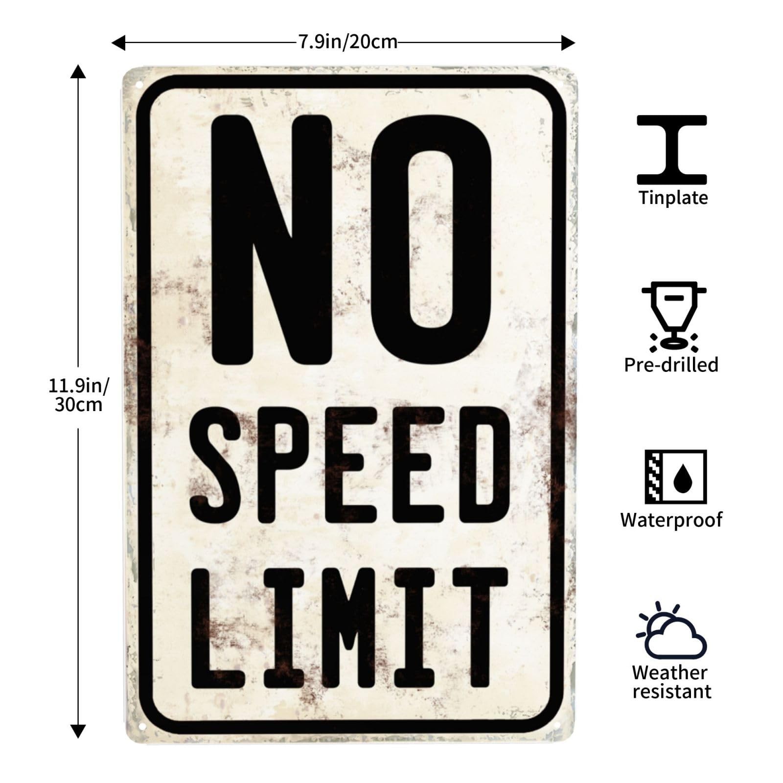 Car Room Wall Decor Vintage Metal Sign No 12 x 8 inches, Black And White