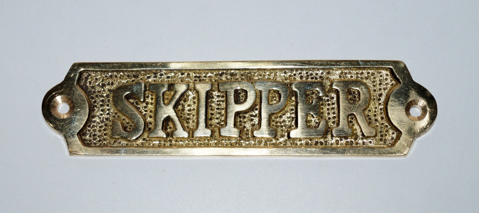 Solid Brass Door Sign “Skipper” – Metal Wall Plaque – Nautical Wall Art Marine