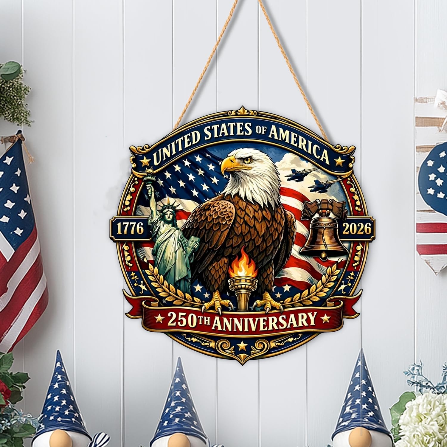 250 Anniversary 4th of July Door Sign Wooden 250th Anniversary 17762026 Wreat…
