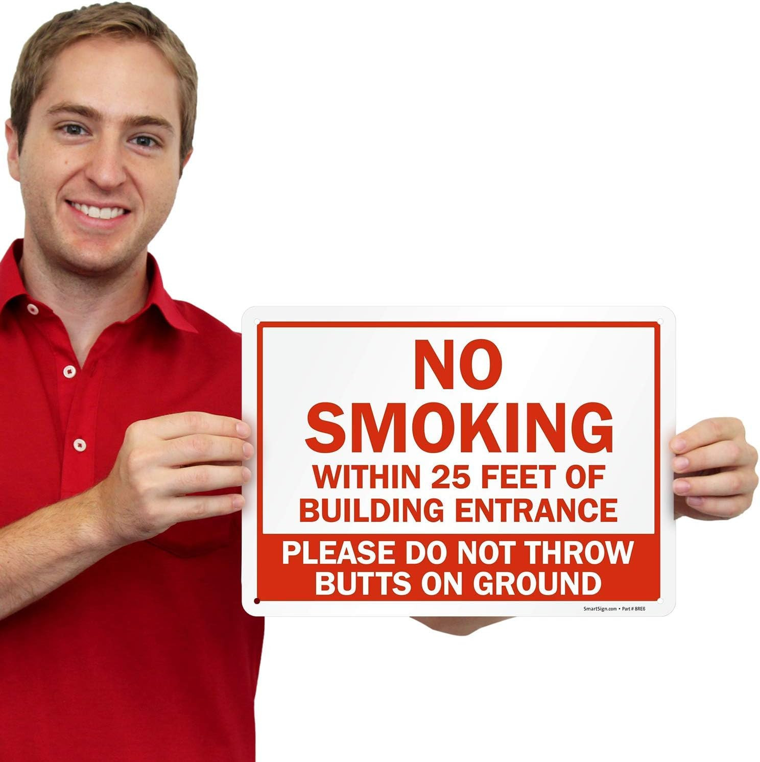 “No Smoking Within 25 Feet of Building Entrance” Sign by | 10″ x 14″ Plastic