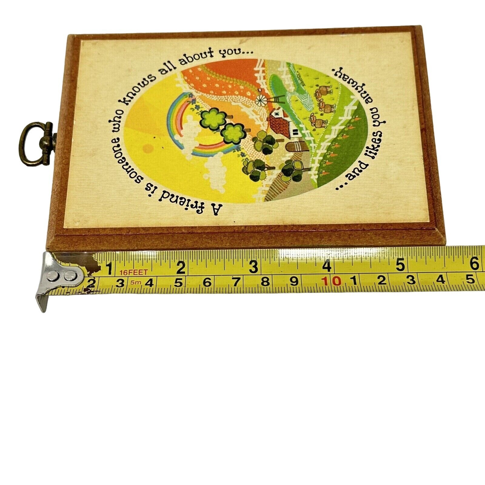 Roberta McDowell Rainbow Farm Art Wooden Wall Plaque Small 6 x 4 In Cottagecore