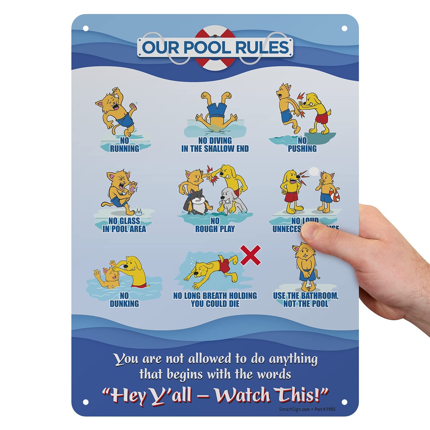 14×10 Inch Funny Pool Rules Metal Sign Rustproof Aluminum Wall Decor Art