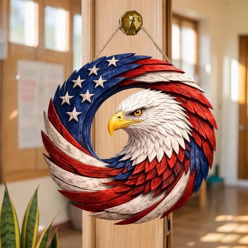 American Flag Eagle Wooden Sign, 1776-2026 America 250 Patriotic Decor