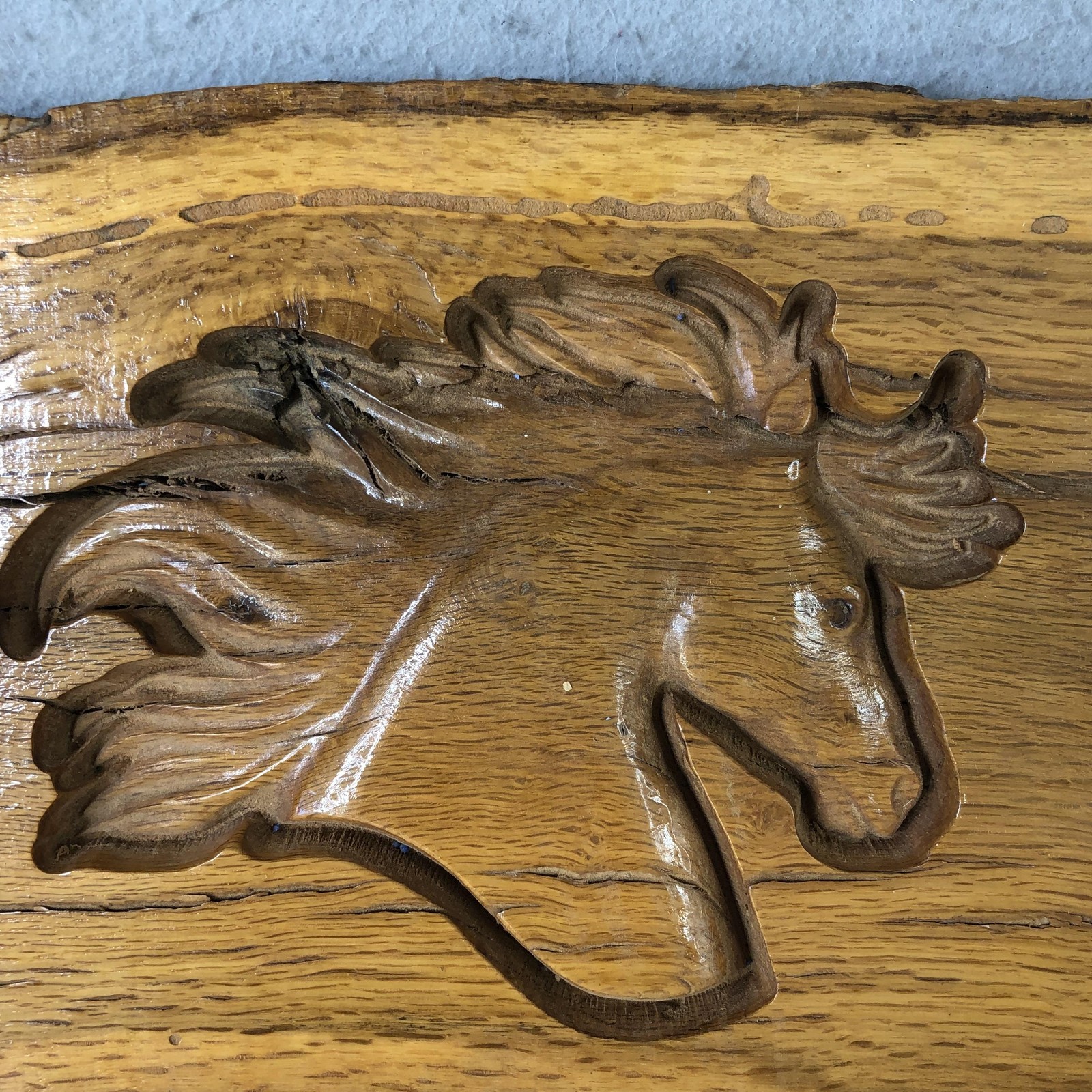 Handmade Wood Horse Plaque Western Wall Art Medium Carved Hanging Brown Decor
