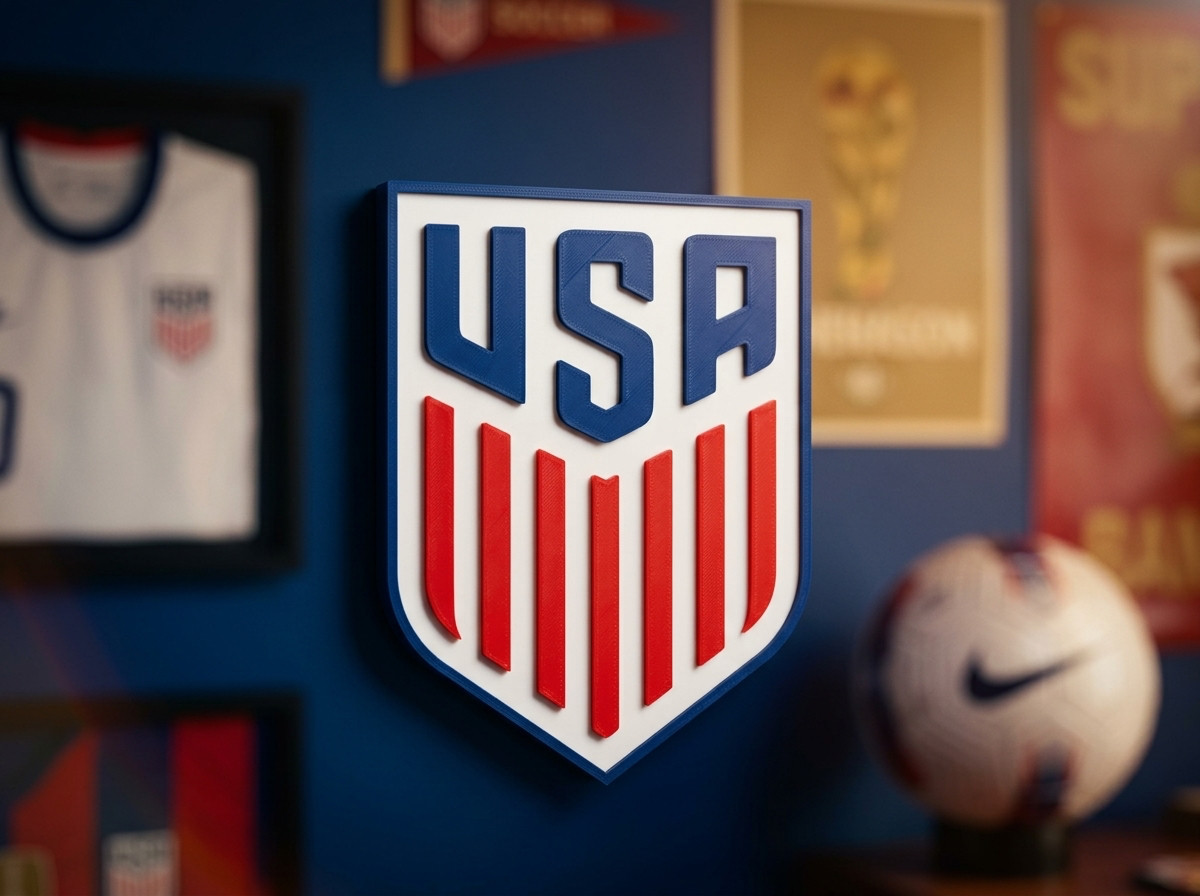 USA Soccer Shield Crest World Cup Decor Wall Art 3D Sign Shelf Desk