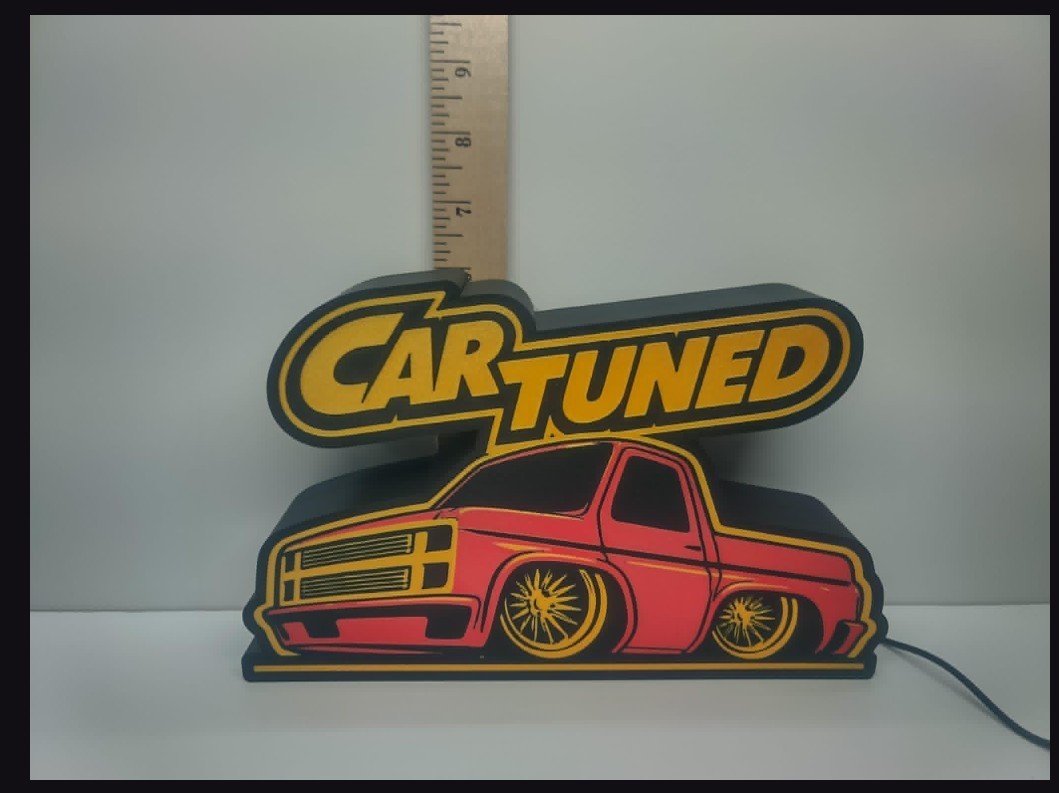3D Printed c10 Car Tuned LED Light Sign – Automotive Desk Decor, Garage Wall Art