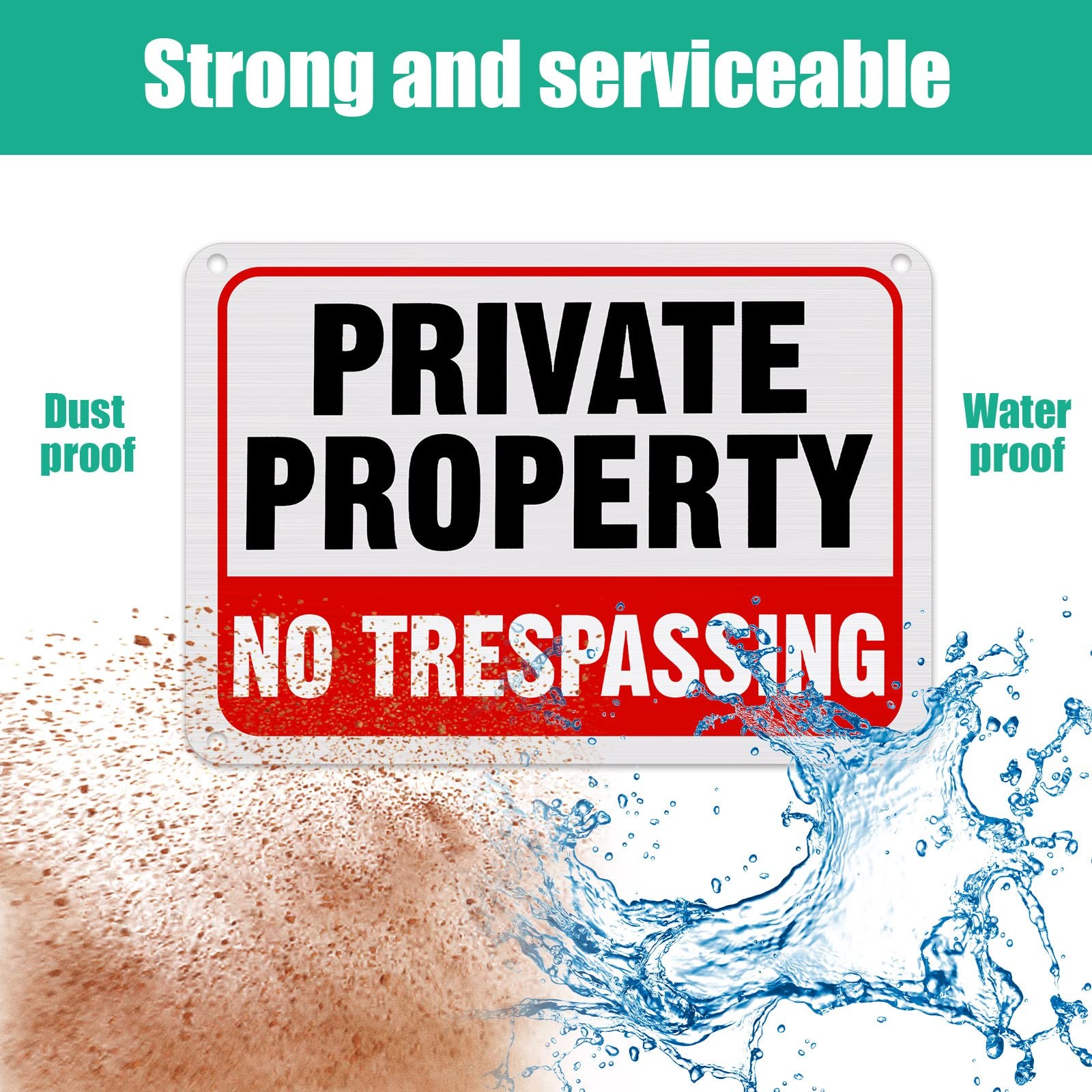 4 Pcs No Trespassing Signs Private Property Metal Reflective Aluminum No Tres…