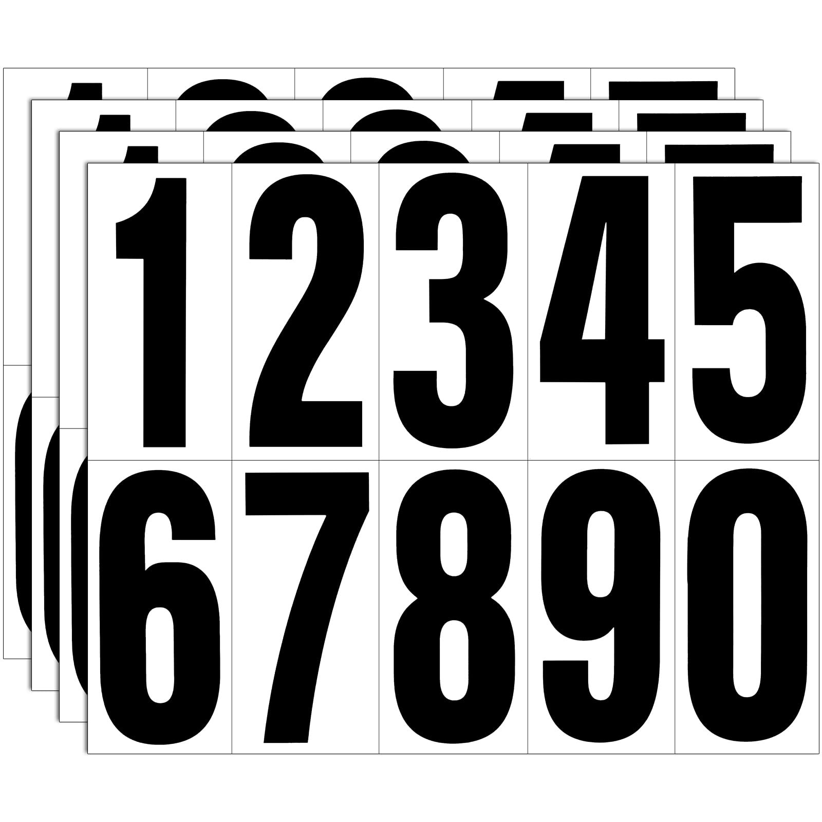 Reflective Number Stickers, 4 Sets 4 Inch Vinyl Waterproof Black Mailbox Numbers