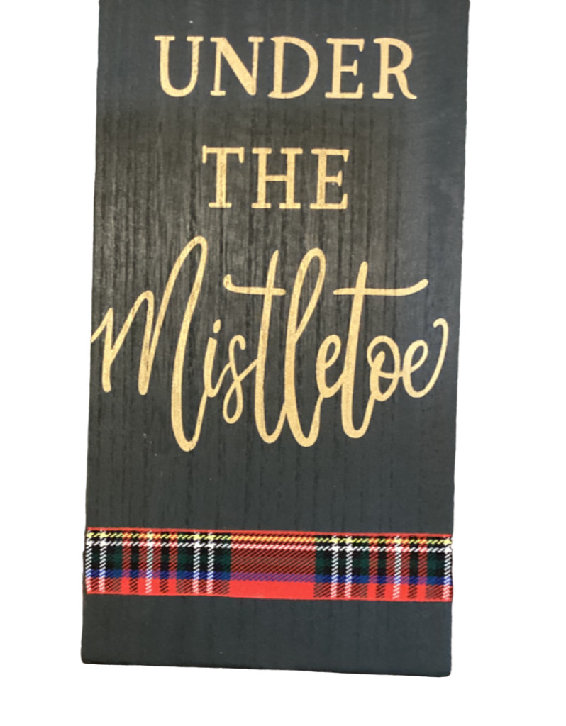 Ashland Christmas Wood Decor Sign Meet Me Under The Mistletoe Hanging 24”x6” New