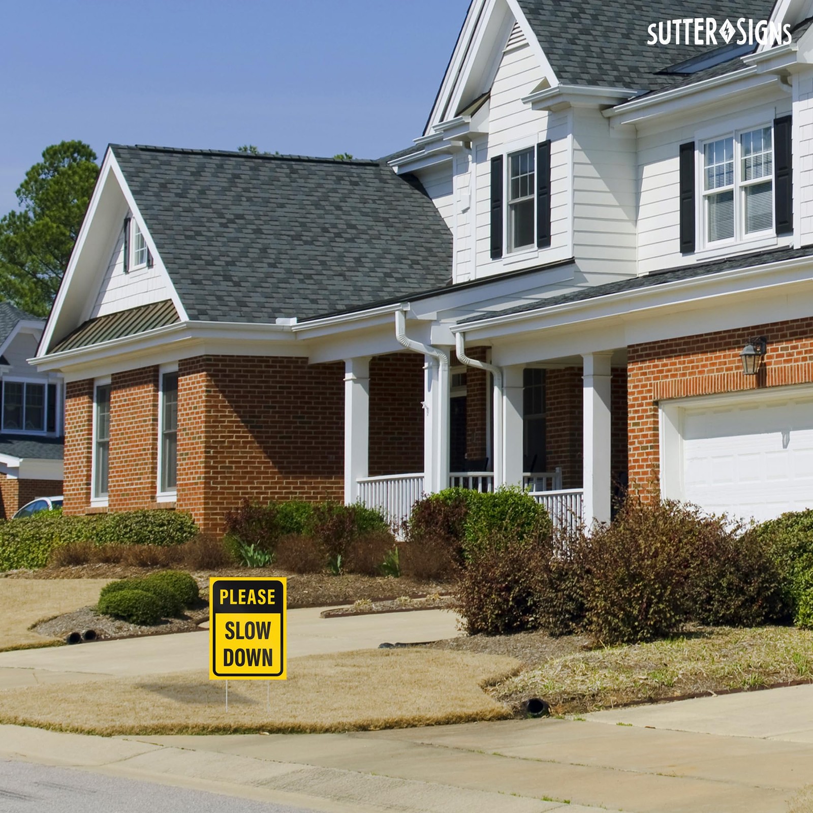 2-Pack 12×16″ “Please Slow Down” Yard Signs with H-Frame Stakes Plastic