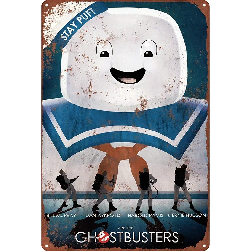Vintage Metal Tin Signs Ghostbusters Wall Art Retro Movie Decor 8×12