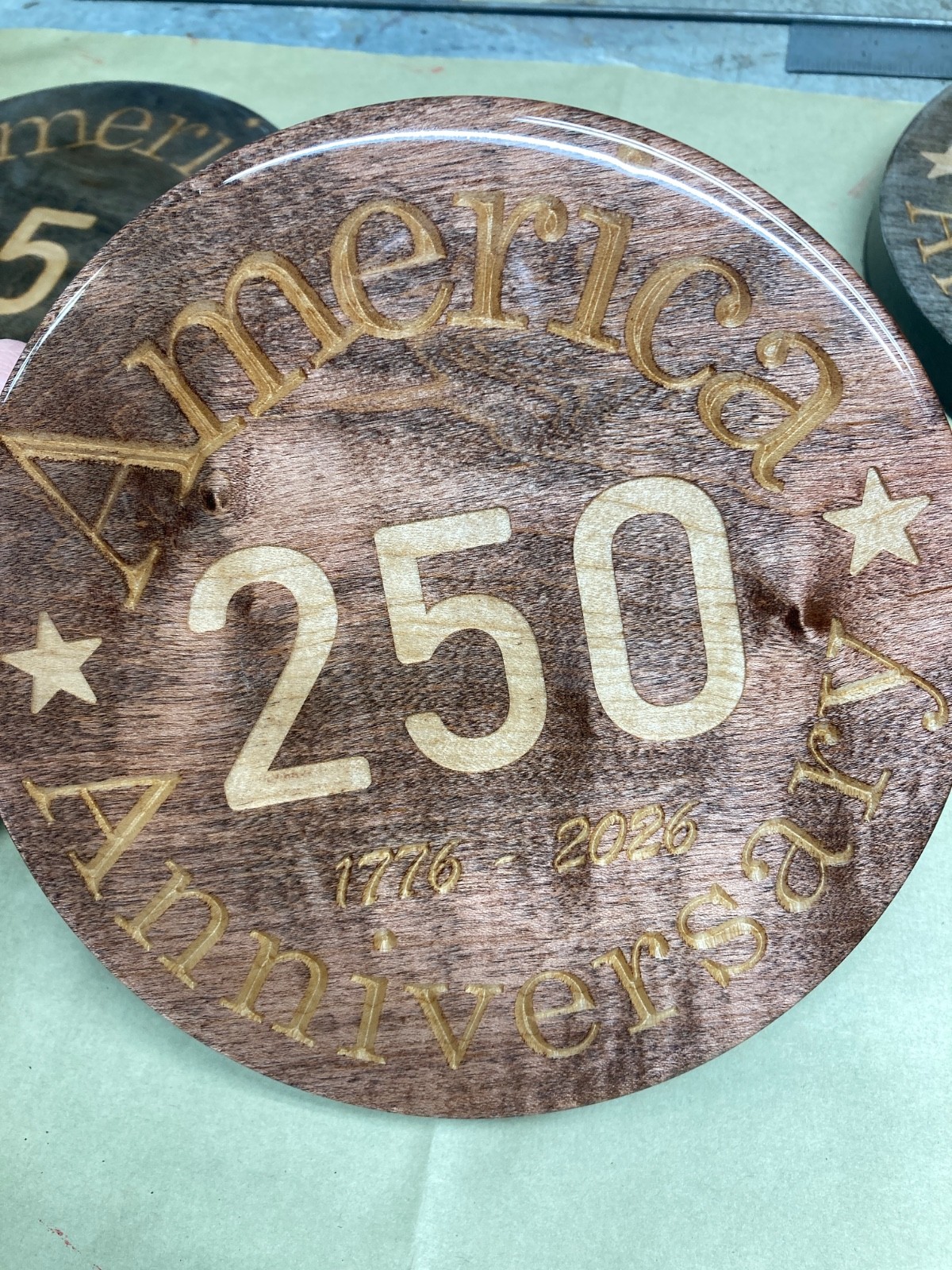 America 250 anniversary wooden wall plaque