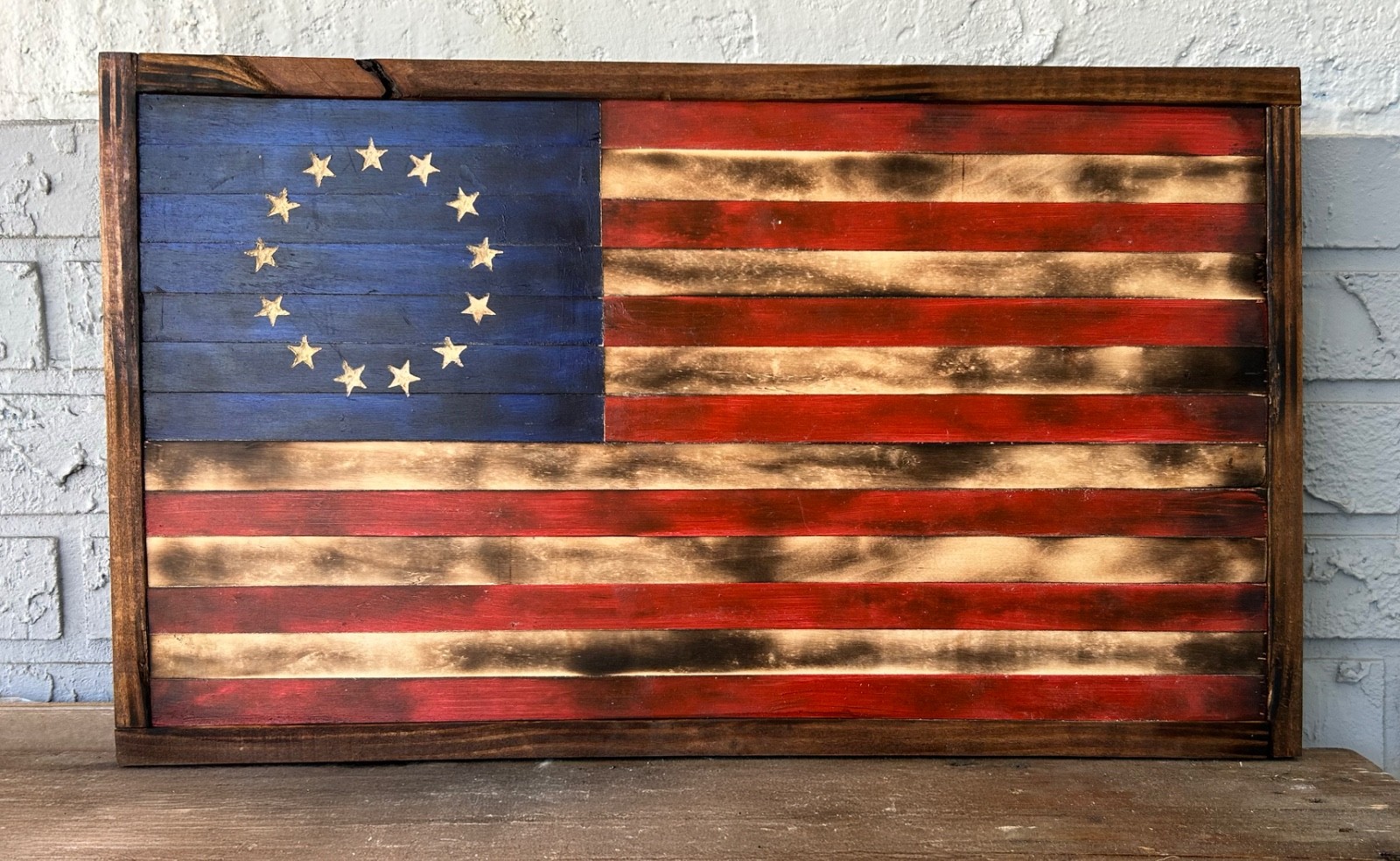 Rustic Wood Betsy Ross American Flag- Office- 14.5 x 25.5